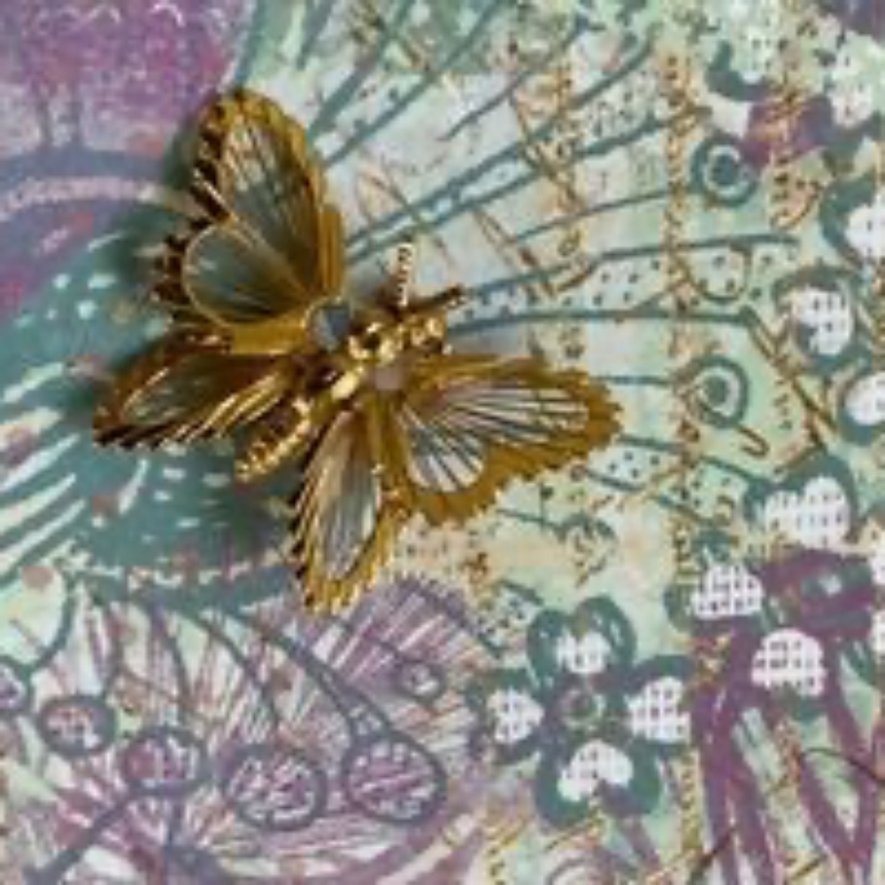 VINTAGE MONET Golden Butterfly Pin